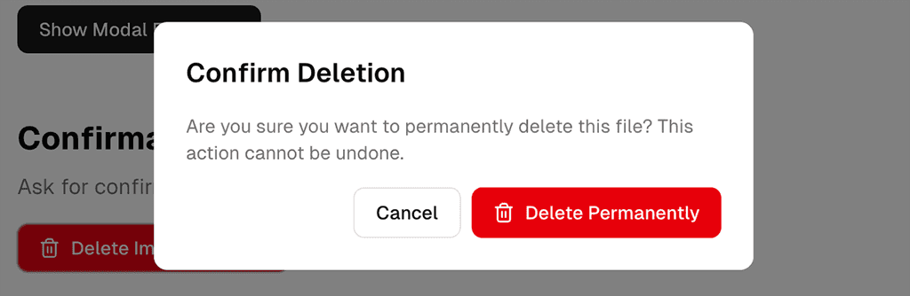 destruction button good confirmation