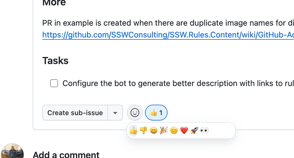 github reaction